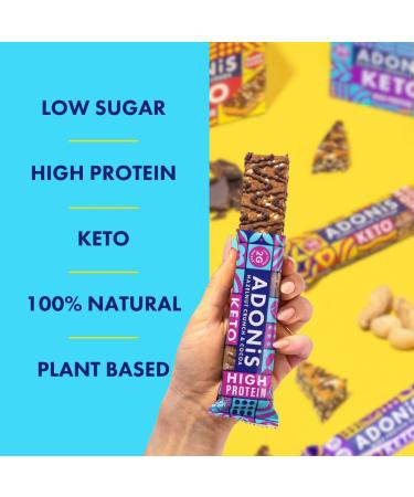 Adonis Mixed Box With 3 Flavours | High Protein Keto Bars (15 Bars) | Vegan/Keto-Friendly | Natural Keto Snacks | Sugar Free Palm Oil Free | Low Sugar & Low Carb | Ideal for a Keto Diet - Buy Online on GoSupps.com