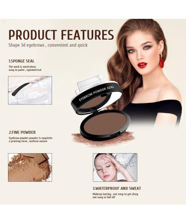 Herbesty Waterproof Eyebrow Powder Stamp Kit - Long-Lasting Easy Application Dark Brown - Reusable Cosmetic Set for Natural Eyebrow Shapes | International Shipping Available - Buy Online on GoSupps.com