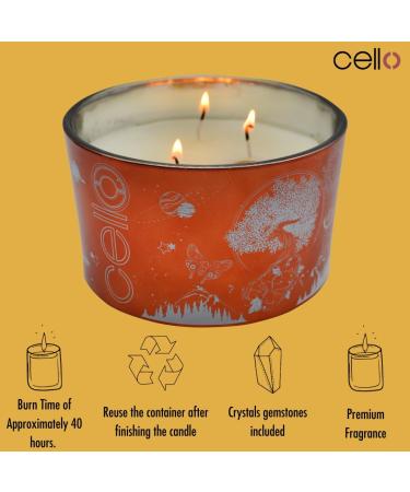 Celestial Citrine Crystal Candle: Astrology Gift with Scented Citrine Gemstones - Ideal Candle Gift for Men and Women - Buy Online on GoSupps.com