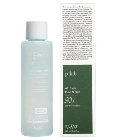 The Plant Base AC Clear Pure N CICA Toner 180ml / 6.08 Fl oz | Trouble Care CICA Toner | Centella asiatica 90% | Korean Skincare | Plant extracts Base | Acne Care | Soothing