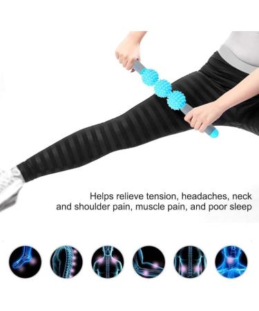 Massage Roller for Legs - Muscle Stick with 5 Spiky Balls for Cellulite Relief | Blue Thigh Arm & Waist Massager - Buy Online on GoSupps.com