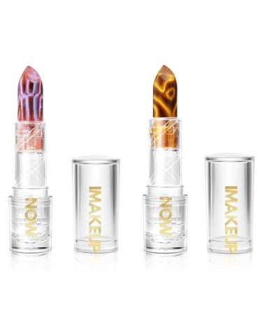 IMAKEUPNOW 2 Pcs Tinted Vegan Lip Balm Color Changing Lipstick PH Lip Balm  Glimmer Lip Balm - Amethyst+Amber