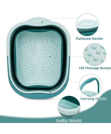 Collapsible Foot Bath 2PCS with Handle | Portable Foot Soaking Tub | Massage Nodes | Home Foot Spa Basin | Blue & Pink - Buy Online on GoSupps.com
