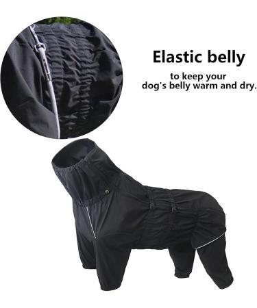 Geyecete Waterproof Dog Rain Coat Reflective Four-Legged Jacket for Large Medium & Small Dogs Black | Elastic Design with Dishes Hole - Buy Online on GoSupps.com