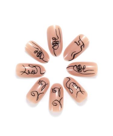 Brishow Almond Press-On Nails - 24 Ballerina Acrylic Nail Art for Women & Girls | Short Artificial Nail Stickers - Buy Online on GoSupps.com