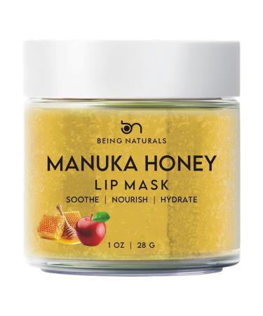 Lip Mask & Lip Balm - leave-on Overnight repair and nourish lip mask or lightweight non-sticky daytime lip care with Vitamin C Antioxidants Manuka honey Stem cells 1 oz.