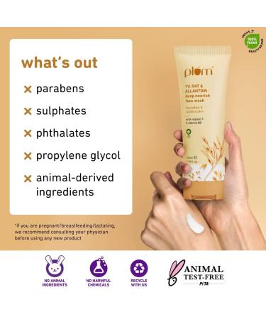 1% Oat & Allantoin Deep Nourish Face Wash - Vitamin F & B5 | Vegan & Soothing | Unisex Skin Care | 3.38 fl oz - Buy Online on GoSupps.com