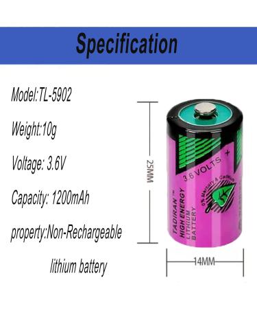 Buy TL-5902 Battery 1200mAh 3.6V - 4 Pack Replacement for Tadiran ER14250 SL-350TL-5902/S TL-2150/S | Global Shipping Available - Buy Online on GoSupps.com