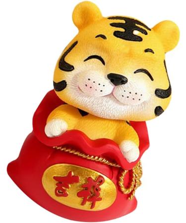 ORFOFE Digital Dash 4 Pcs Year of The Tiger Bobble Head Ornament Blush Office Resin Number Red Fengshui Statue Red 1x4pcs 6X6X9.5CMx4pcs - Buy Online on GoSupps.com
