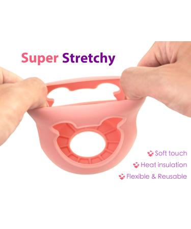 Silicone Baby Bottle Sleeves for Philips Avent Natural Glass Bottles - 4oz, Pack of 2 - Pink/Purple Bear Design - Buy Online on GoSupps.com