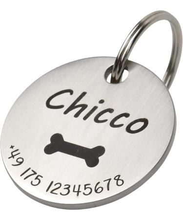 Personalized Stainless Steel Dog Tag - Engraved Name & Phone Number | Custom Animal Brand for Dogs Horses & Cats - 30mm Heart Paw Anchor Bones - Buy Online on GoSupps.com