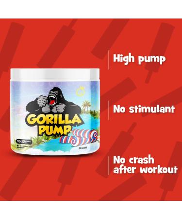 Yummy Sports Gorilla Pump Pre Workout Powder - Non Stim Pre Workout Supplement for Energy Boost for Energy Boost Focus and Pump - Sports Nutrition Pre-Workout Powder for Men & Woman - 255g 30 Servings - Ziclone - Buy Online on GoSupps.com