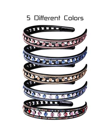 INLAZYTIM 5 Pack Rhinestone Headbands for Women & Girls - Sparkly Double Row Hair Hoop with Non-Slip Teeth Comb - Fashion Crystal Hair Accessories - Buy Online on GoSupps.com
