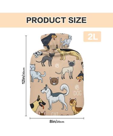 Hot Water Bottles with Cat & Dog Covers - 2L Heating Bags for Pain Relief & Hand Warmth - Buy Online on GoSupps.com