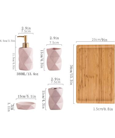 Soap Dispenser Lotion Dispensers Simple Ceramic Wash Bathroom 6 Piece Set Diamond Lotion Bottle Wash Set Liquid Soap Bathroom Countertop Gift Set (Color : White) (Pink) - Buy Online on GoSupps.com