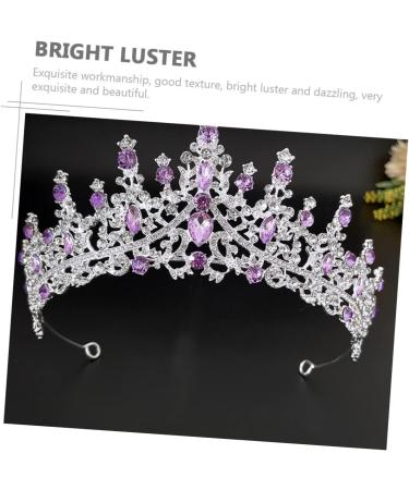 Purple Crystal Crown Tiara for Bridal Women Tiara Bridal Headpieces for Party Wedding Bridal Headband Bride Headdress Bridal Tiara Shiny Headband Wedding Bridal Hair Decor Tiaras 18X18CM Silver - Buy Online on GoSupps.com