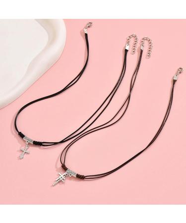 Oralgos Gothic Strass Cross Necklace - Handmade Vintage Collarbone Chain for Girls - Unique Metal Gift - Buy Online on GoSupps.com