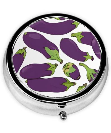 Cartoon Eggplant Mini Round Pill Box | 3 Compartment Travel Organizer | Portable Pill Case for Home & Office - Buy Online on GoSupps.com
