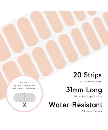 Nailog Halfway Hardened Gel Nail Wraps - 20pcs Long-Lasting Nail Polish Strips | Salon Quality Gel Nail Stickers | Shiny Beige Nail Art Kit - Buy Online on GoSupps.com