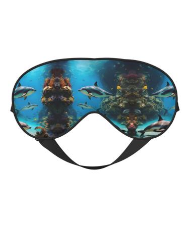 3D Underwater World Fish Dolphi Print Double-Sided Eye Mask Soft and Light Blocking for Enhancing Sleep Quality