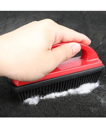 Pet Hair Removal Brush - Silicone Tool for Cleaning & Grooming Cats & Dogs - Lint & Debris Remover - Black & Red (Red) - Buy Online on GoSupps.com