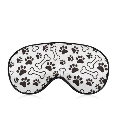 Dog Paw and Bow Sleep Mask Eye Cover for Sleeping Blindfold with Adjustable Strap Blocks Light Night Travel Nap for Men Women