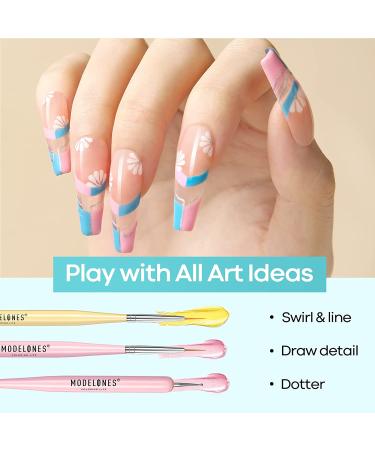 Modelones Nail Art Brushes Set - 6pcs Nail Design Pen Painting Tools for Gel Polish Manicure Salon DIY - A-Colorful Nail Brushes - Buy Online on GoSupps.com