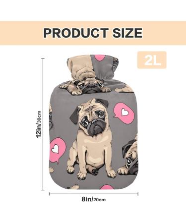 Buy Hot Water Bottles with Cute Pug Cover - 2L Pain Relief & Hot/Cold Compress - Buy Online on GoSupps.com