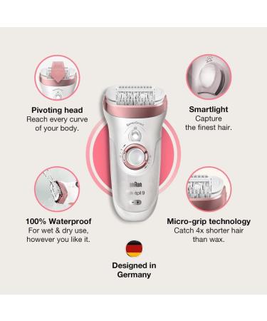 Braun Silk- pil 9-890 Epilator | Wireless Wet & Dry Hair Removal for Women | Includes Bikini Trimmer - White/Rose Gold - Buy Online on GoSupps.com
