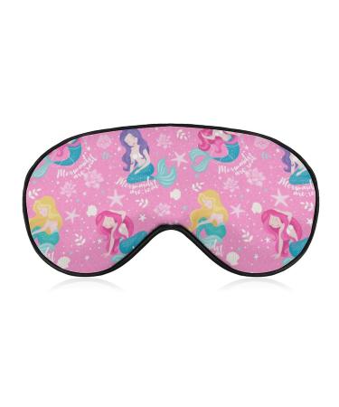 Soft Blackout Eye Mask for Sleeping with Adjustable Straps Pink Mermaid Starfish Sleep Mask for Women Modern Style No Pressure Eye Mask for Travel
