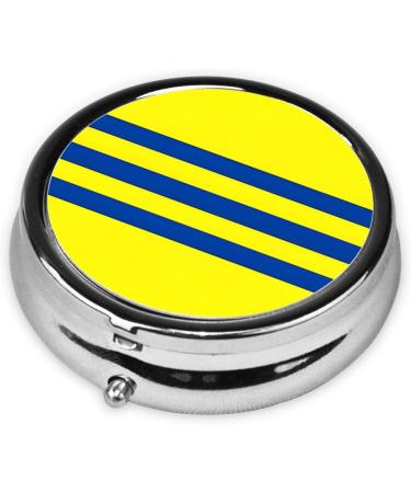 Yellow and Blue Striped Mini Round Pill Box - 3 Compartment Travel Organizer for Home & Office - Buy Online on GoSupps.com