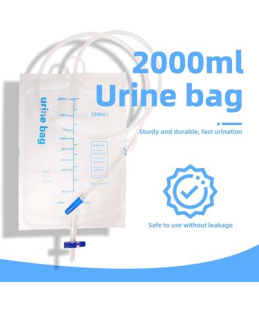 Extra Large Urinary Drain Bags 2000ml - Unisex Medical Drainage Bags with Anti Reflux Valve & Metal Hook (2 Pack) - International Shipping Available - Buy Online on GoSupps.com
