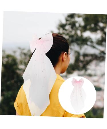 DRESSOOS Mesh Ribbon Hairpin Bow for Girls Pearl Decor Bows for Bridal Hair Accessories Bridal Veils for Wedding Hair Deyer Lace Veil Wedding Veils Pink Bride Pearl Temperament Top Clip - Buy Online on GoSupps.com
