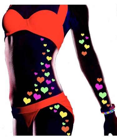 Sasswear Blacklight Heart Body Stickers - Neon  40/pk