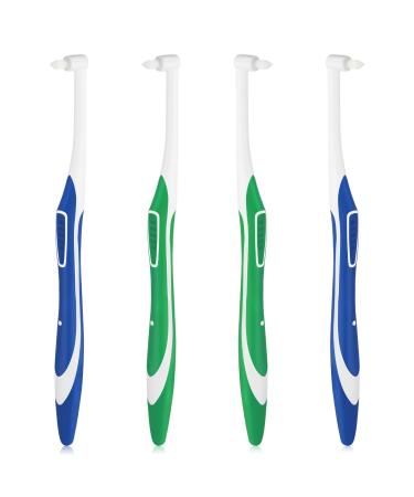 WLLHYF 4 Pcs Tuft Toothbrush Tufted Brush Interspace Toothbrushes End-Tuft Tapered Trim Toothbrush Soft Trim Orthodontic Interdental Brushes for Detail Cleaning (2 Blue + 2 Green) Blue+green
