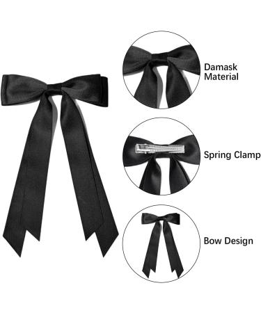 MUNSKT 3PCS Hair Bows Clip Black White Hair Bow with Long Silky Satin French Hair Bows for Women - Buy Online on GoSupps.com