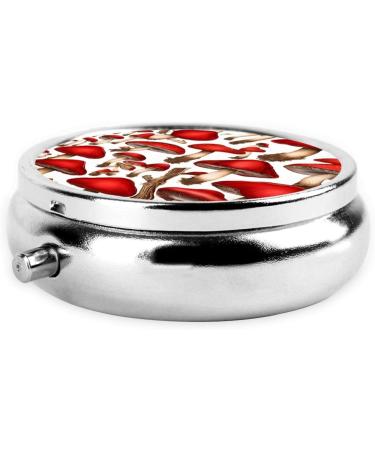 Red White Mushroom Mini Round Pill Box - 3 Compartment Portable Organizer for Travel Home & Office - Buy Online on GoSupps.com