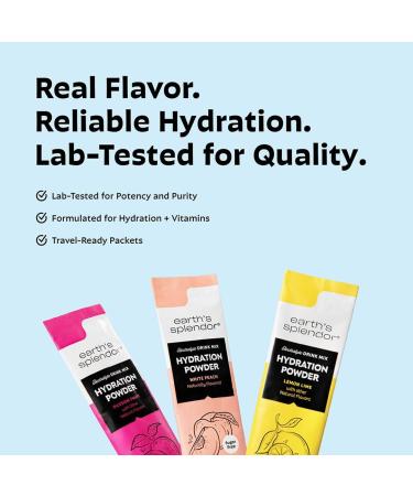 Earth's Splendor Electrolytes Powder Packets Sugar Free White Peach Hydration Sticks with Essential Vitamins for Energy & Sports Performance Travel-Friendly Single-Serve Packets for Daily Use 10 Pack - Buy Online on GoSupps.com
