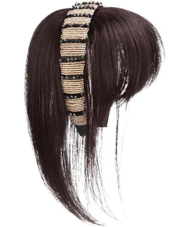 Headssband with Bangs 9.8 inch Clip on Bangs Synthetic Rhinestone Stylish Natural Bangs Hair Clip for Women Girls Brown Drk Brown - Buy Online on GoSupps.com