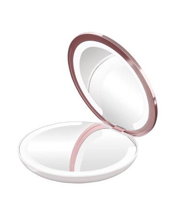Impressions Coco LED Compact Mirror with Dimmer Button  Round Makeup Mini Travel Mirror with 7X Magnifying Glass