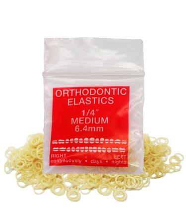 Orthodontic Intraoral Elastics - 10 bag x 100pcs - Medium 1/4" 4.5 oz 6.4mm Surgical Latex - 1000pcs Dental natural material - Made in USA - Orthodentalusa Corp.