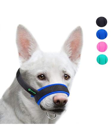 ILEPARK Dog Muzzle with Fabric for Small Medium and Large Dogs Anti Biting Chewing Adjustable Neck Breathable(S Blue) S Blue