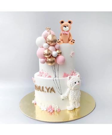 Mini Bear Cake Toppers - Gold, Pink, White Pearl Decorations for Baby Shower & Birthday Party - Teddy Bear Theme Supplies (Pink) - Buy Online on GoSupps.com