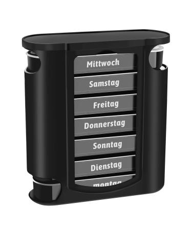Collazoey Pill Box 7 Days drawers pills organizer travel tablet box with subjects for medication nutritional supplements vitamins (black) German version - Buy Online on GoSupps.com