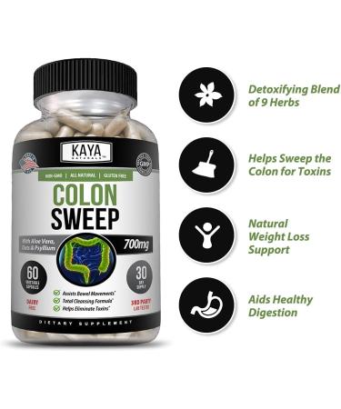 Kaya Naturals Colon Sweep | 30-Day Colon Cleanser Detox for Weight Management with Herbs & Probiotics - 60 Capsules - Buy Online on GoSupps.com