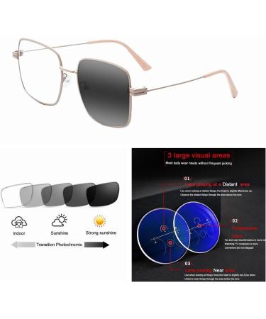 Buy Progressive Women's Oversize Square Multifocal Reading Glasses - Photochromic UV400 Slim Design - +1.0 to +3.0 - Stylish Pink - Buy Online on GoSupps.com