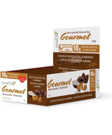 ENERCHIA Gourmet Granola Power Bar - Dark Chocolate Coconut & Almond - Vegan Protein Breakfast Bar (10g protein per 75g Snack Bar Pack of 12) - Buy Online on GoSupps.com