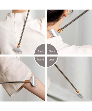 Premium Retractable Metal-Back GUA-SHA Massager | Spherical Point Portable Back Scratch Device with Wooden Handle - Unisex - Buy Online on GoSupps.com