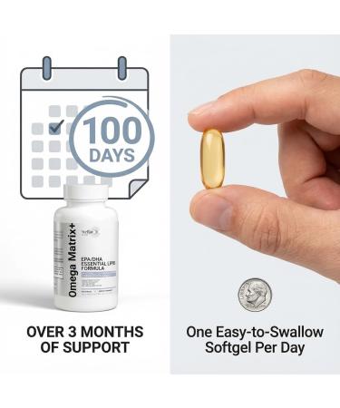 Stellar Health Omega Matrix+ Omega 3 Fish Oil Supplement 1000mg EPA DHA Omega 3 Fish Oil Omega 3 Supplements Brain Supplement Heart & Joint Support 100 Softgels - Buy Online on GoSupps.com
