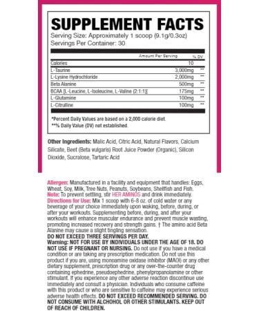 NLA for Her Her Aminos BCAA Amino Acid Blend - Watermelon 254g | Endurance, Lean Muscle, Hydration, Recovery - Buy Online on GoSupps.com